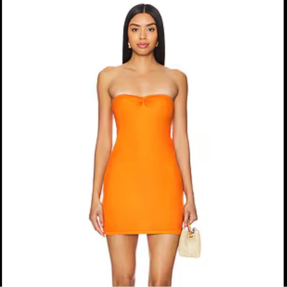 Michael Lauren Krueger Sweetheart Tube Dress in Birkin Orange